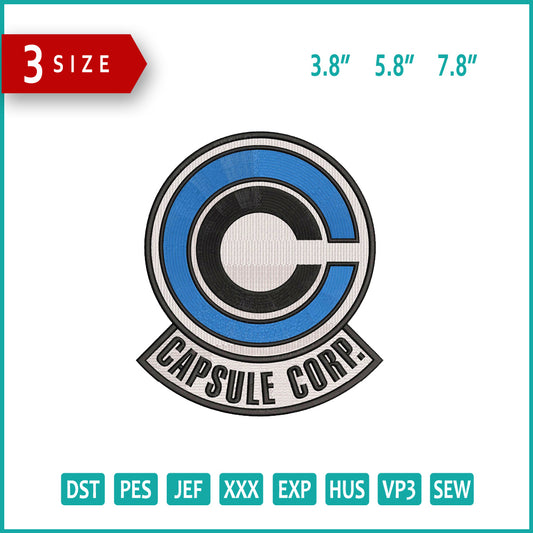 Capsule Corp Embroidery Design Files - 3 Size's