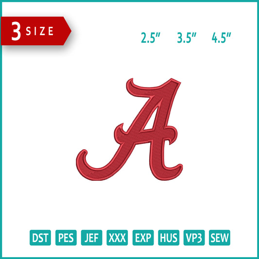 Alabama Crimson Tide Embroidery Design Files - 3 Size's