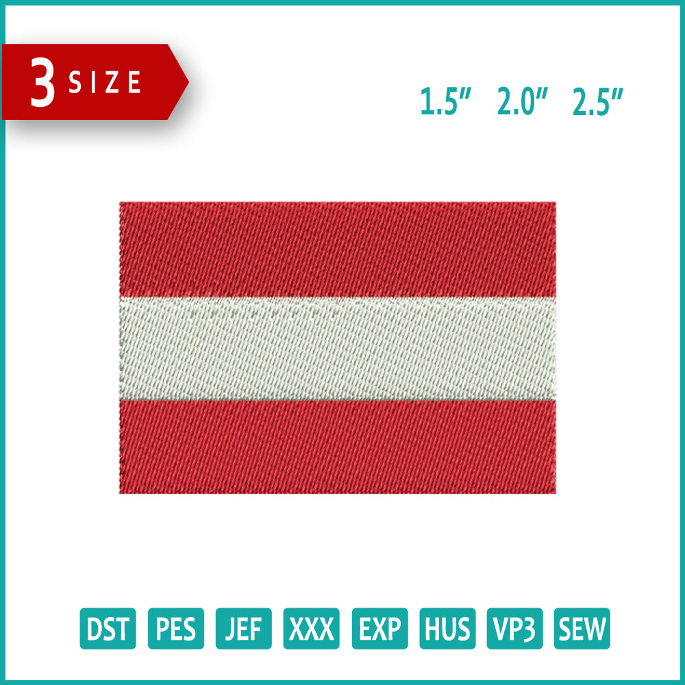 Latvia Flag Embroidery Design Files - 3 Size's