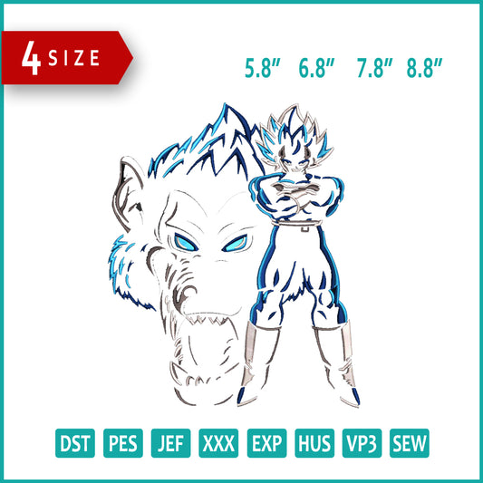 Goku Dragon Ball Embroidery Design Files - 4 Size's