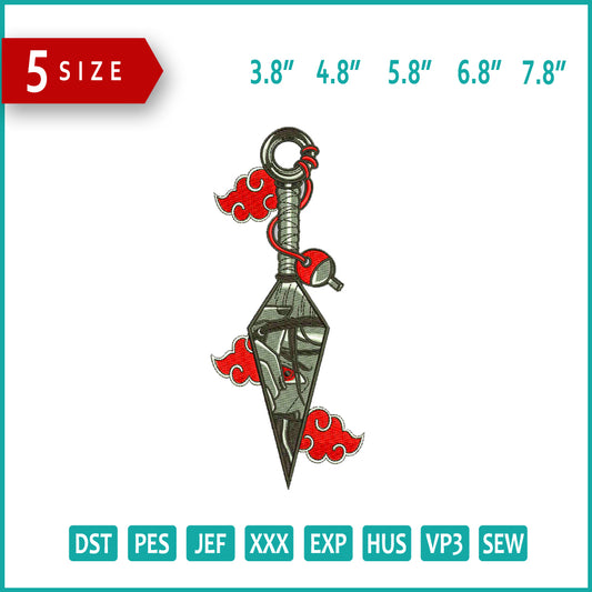 kunai Embroidery Design Files - 5 Size's