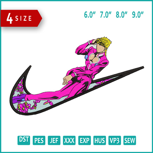 Giorno Giovanna Swoosh v2 Embroidery Design Files - 5 Sizes
