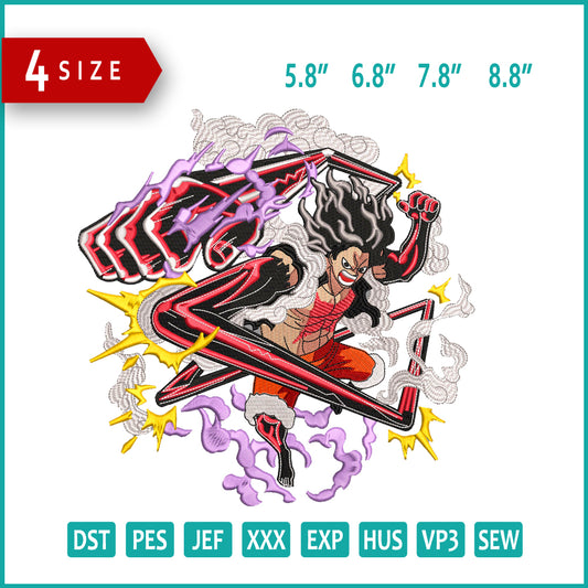 One Piece Bounty Rush Snake Man Luffy Embroidery Design Files - 4 Size's