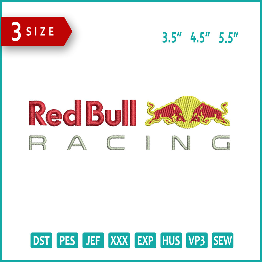 Redbull Racing Logo Embroidery Design Files - 3 Size's