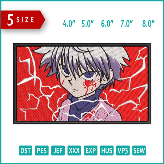 Killua Zoldyck Embroidery Design Files - 4 Size's