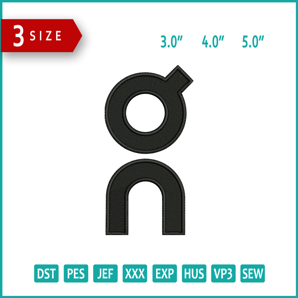 On Running Logo Embroidery Design Files - 3 Size's