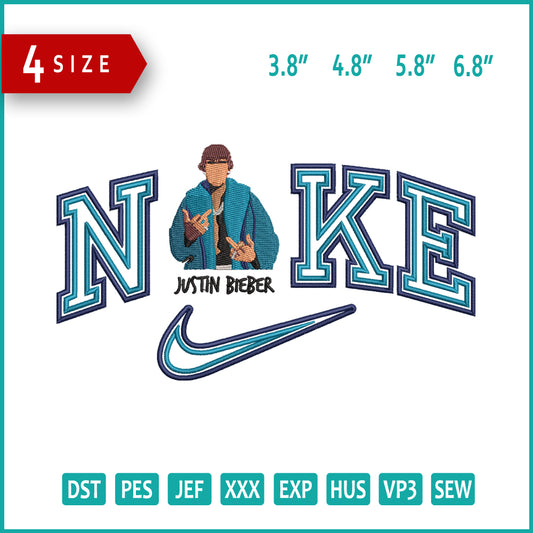 Nike Justin Bieber Embroidery Design Files - 4 Size's