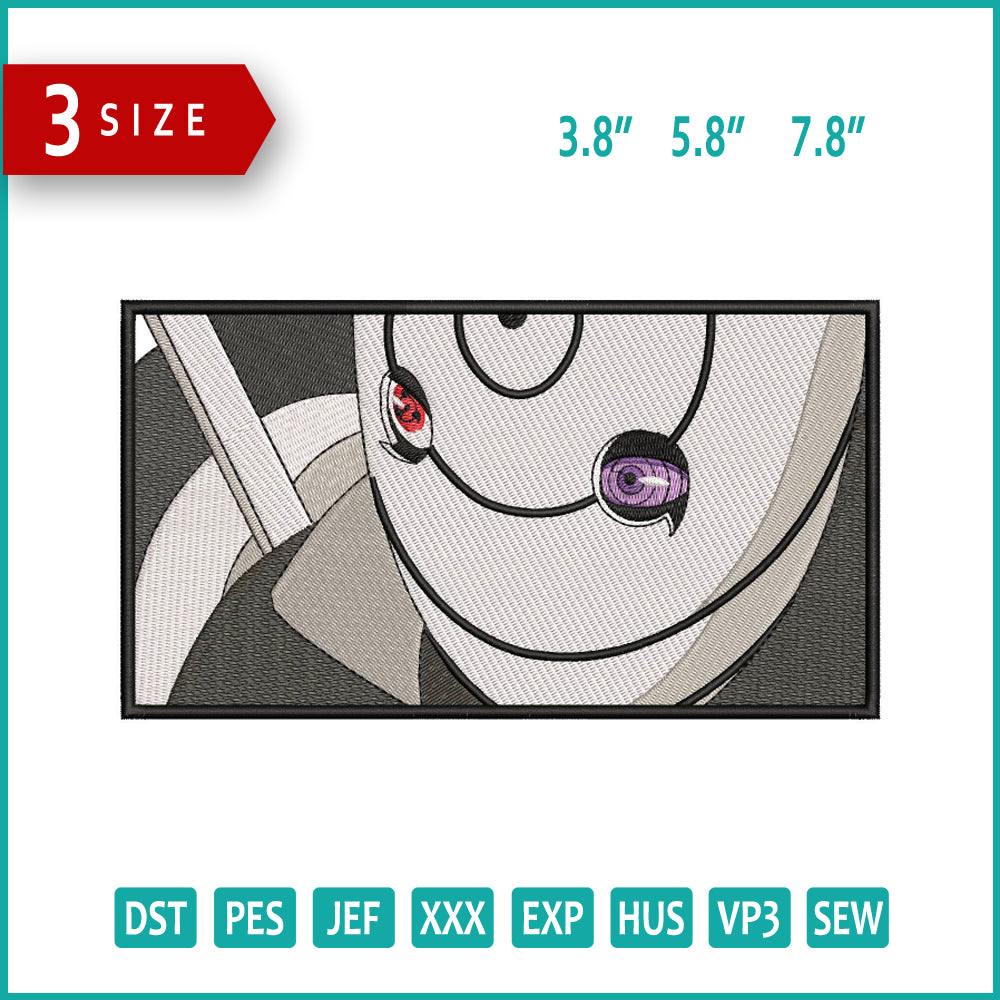 Obito Uchiha Embroidery Design Files - 3 Size's