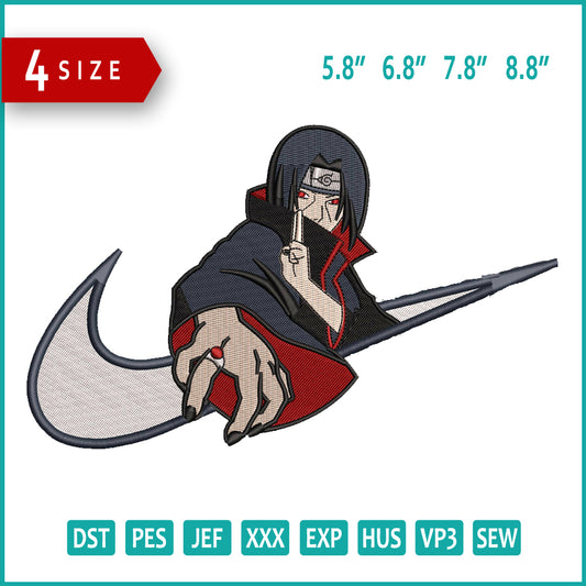 Itachi Uchiha Swoosh v5 Embroidery Design Files - 4 Size"s