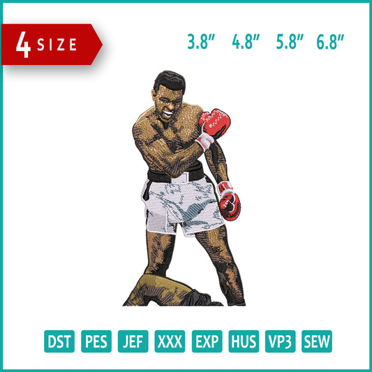 Muhammad Ali Embroidery Design Files - 4 Size's