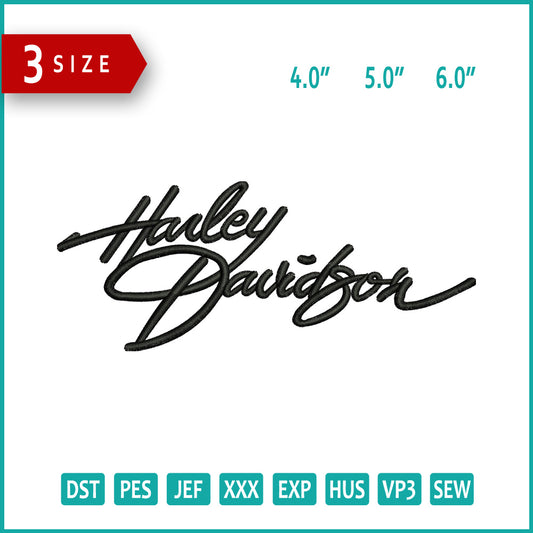 Harley Davidson Logo v2 Embroidery Design Files - 3 Size's