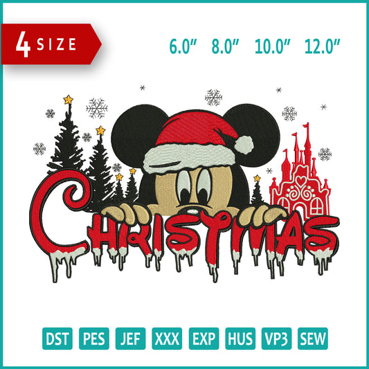 Mickey Mouse Christmas Disneyland Embroidery Design Files - 4 Size's