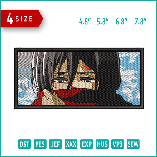 Mikasa Ackerman v2 Embroidery Design Files - 4 Size's