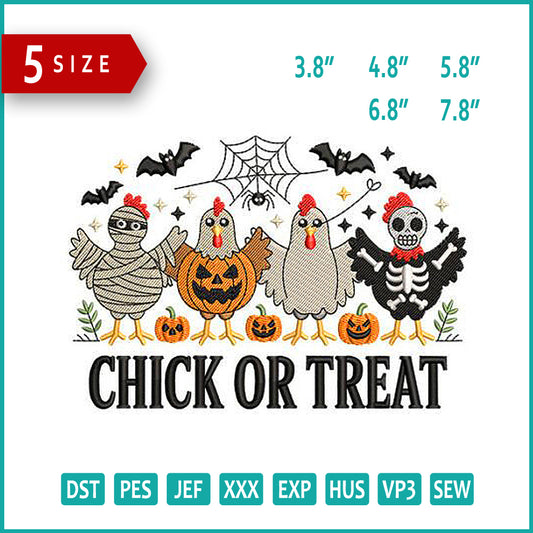 Chick or Treat Embroidery Design Files - 5 Size's