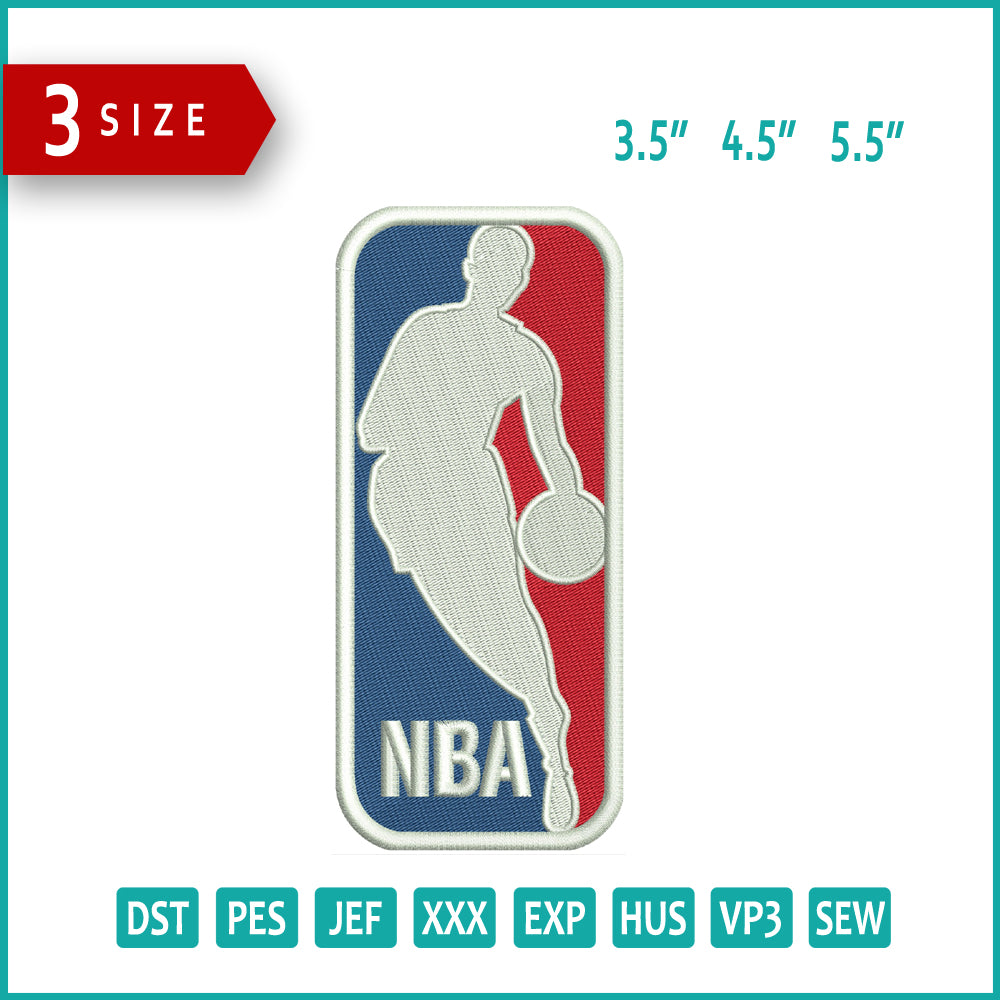 NBA Logo Embroidery Design Files - 3 Size's