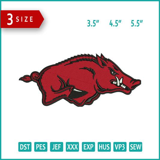 Arkansas Razorbacks Embroidery Design Files - 3 Size's