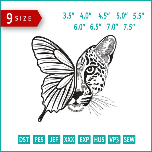 Wild Butterfly Tiger Embroidery Design Files - 9 Size's