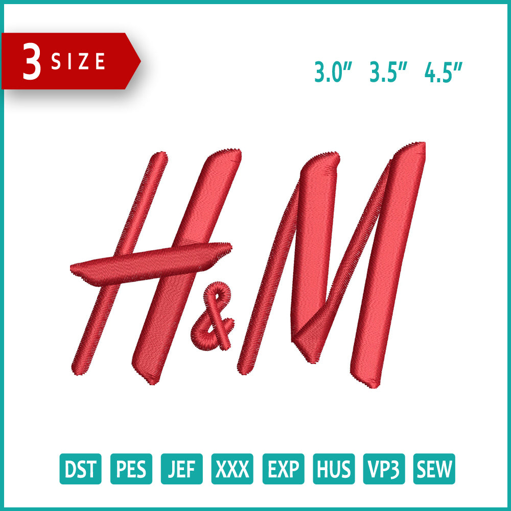 H&M Logo Embroidery Design Files - 3 Size's