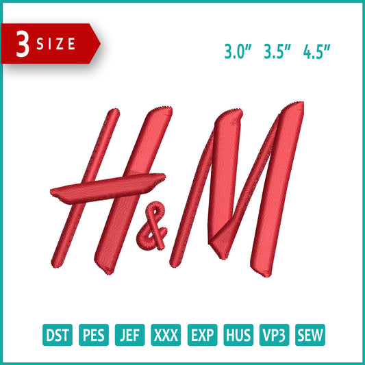 H&M Logo Embroidery Design Files - 3 Size's