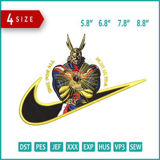 All Might Swoosh Embroidery Design Files - 4 Size's