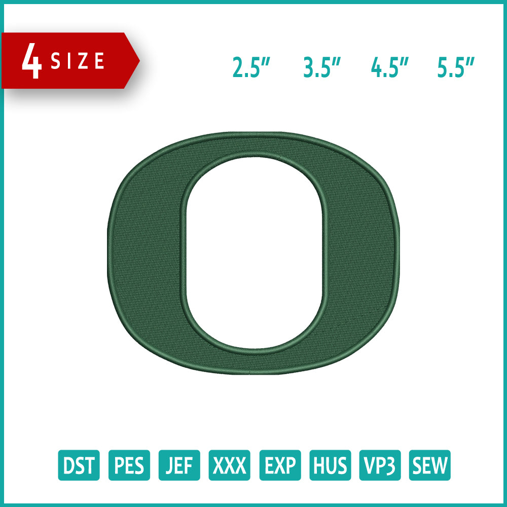 Oregon Ducks Football Logo Embroidery Design Files - 4 Size's