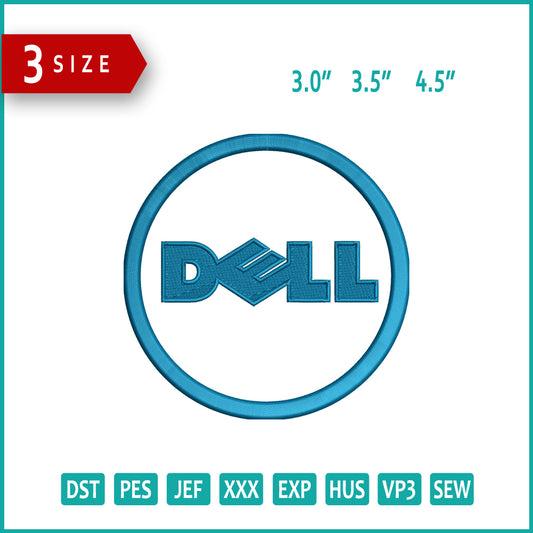 Dell Logo v2 Embroidery Design Files - 3 Size's