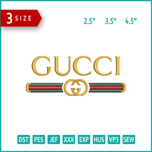 Gucci v2 Logo Embroidery Design Files - 3 Size's