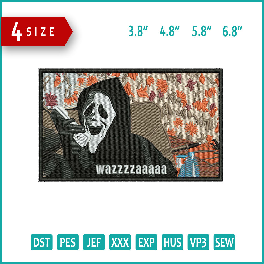 Wazzzzaaaa Embroidery Design Files - 4 Size's