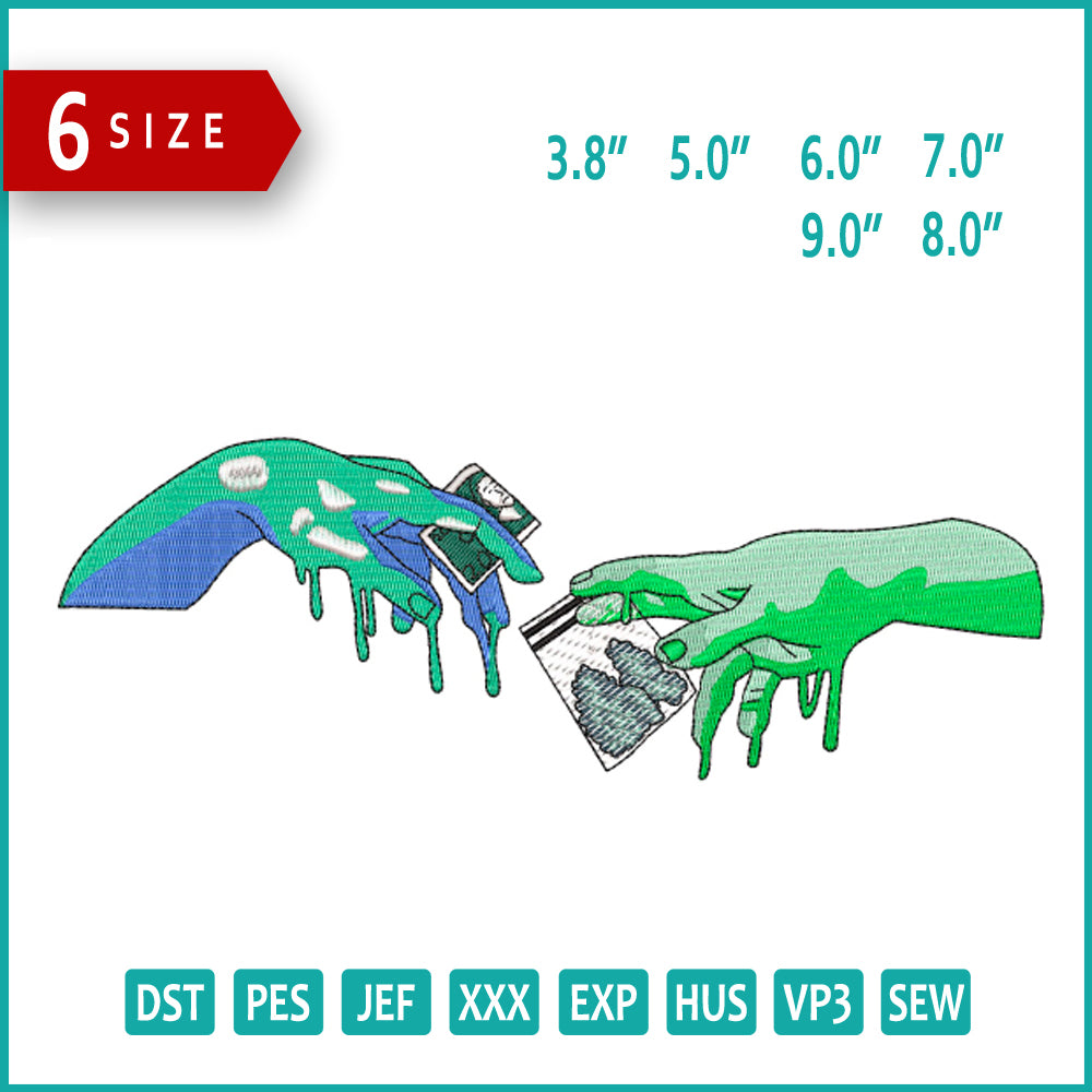 Creepy Hands Embroidery Design Files - 6 Sizes