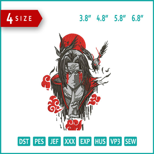 Itachi Uchiha v7 Embroidery Design Files - 4 Size's