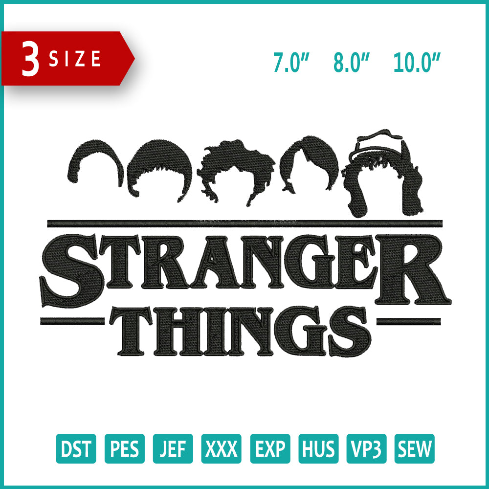Stranger Things Friends  v6 Embroidery Design Files - 3 Size's