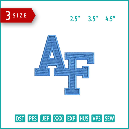 Air Force Falcons Embroidery Design Files - 3 Size's