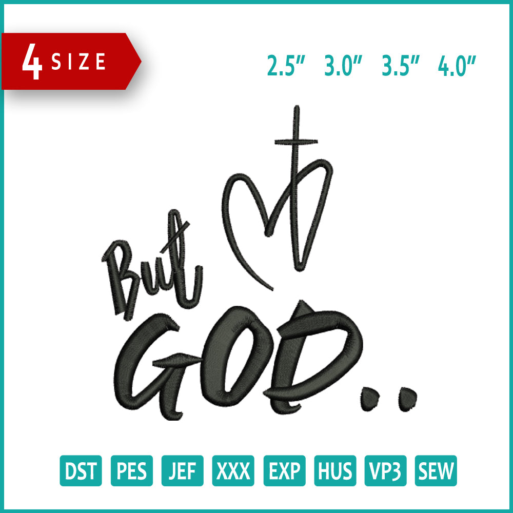 But God Embroidery Design Files - 4 Size's