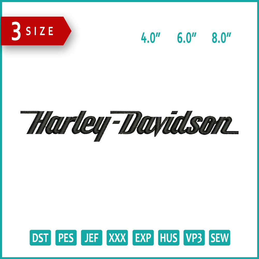 Harley Davidson Logo Embroidery Design Files - 3 Size's