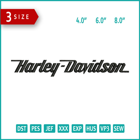 Harley Davidson Logo Embroidery Design Files - 3 Size's