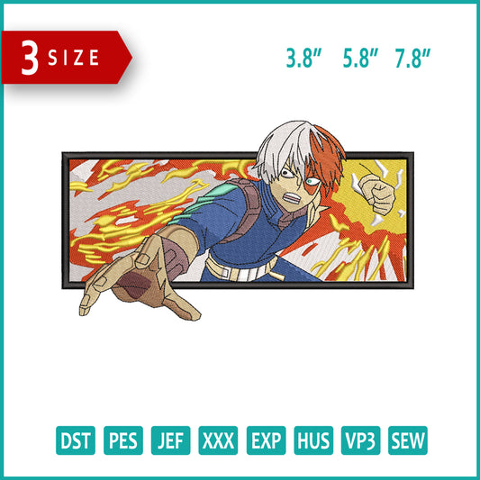 Shoto Todoroki Fire Embroidery Design Files - 3 Size's
