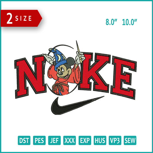 Nike Mickey Mouse Magician v5 Embroidery Design Files - 2 Size's