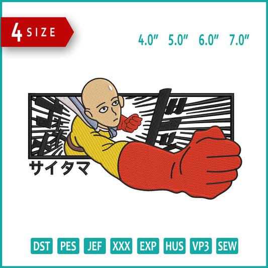 One Punch Man Embroidery Design Files - 4 Size's