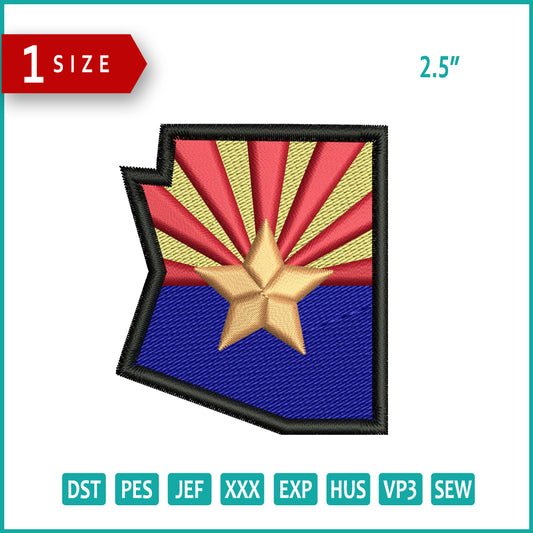 Arizona Flag Patch Embroidery Design Files - 1 Size