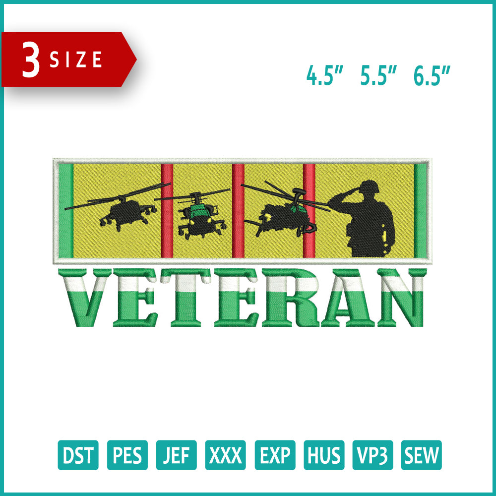 Veteran Embroidery Design Files - 3 Size's