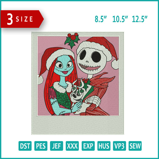Jack & Sally Christmas v2 Embroidery Design Files - 3 Size's