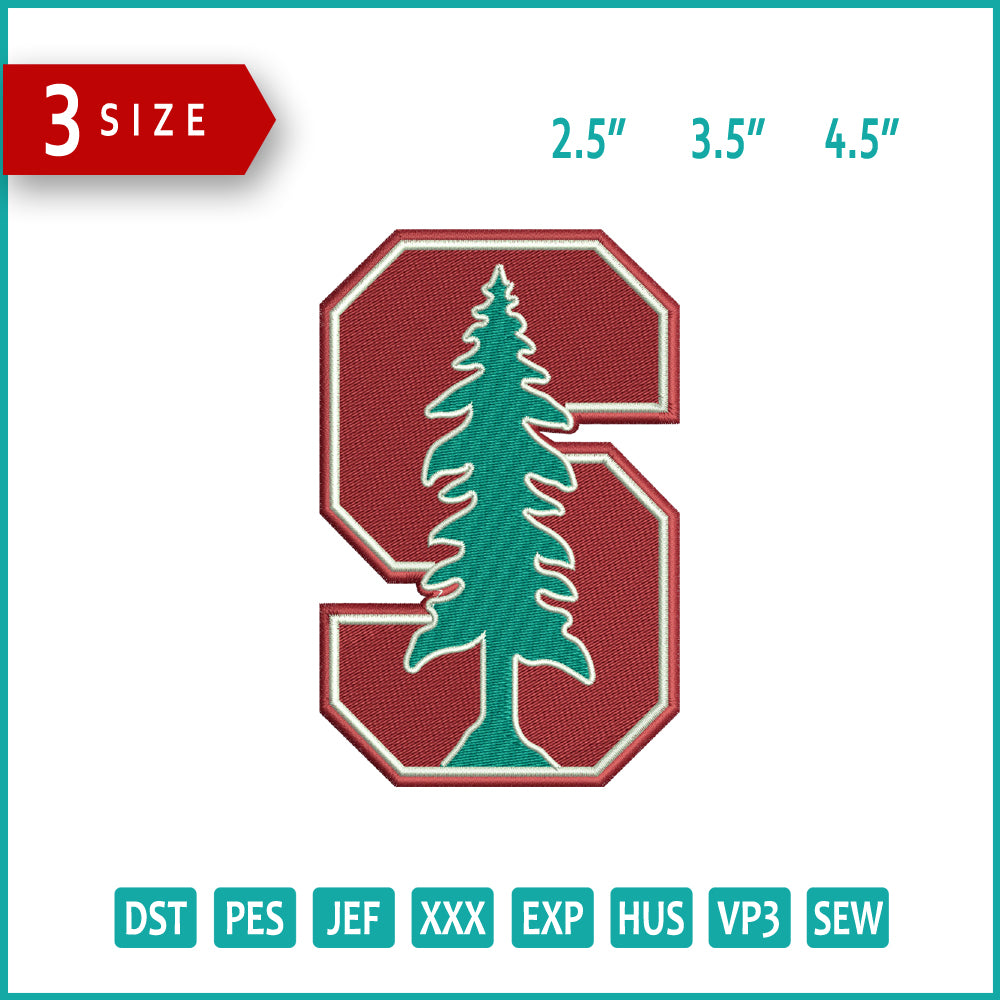 Stanford Cardinal Logo Embroidery Design Files - 3 Size's