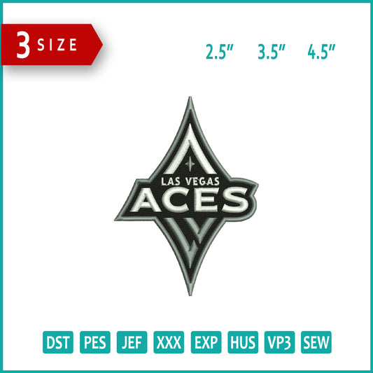 Las Vegas Aces Logo Embroidery Design Files - 3 Size's