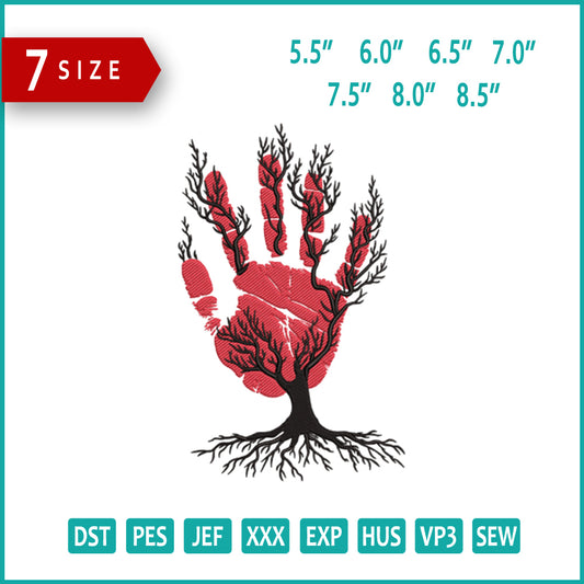 Tree of Life Handprint Embroidery Design Files - 9 Size's