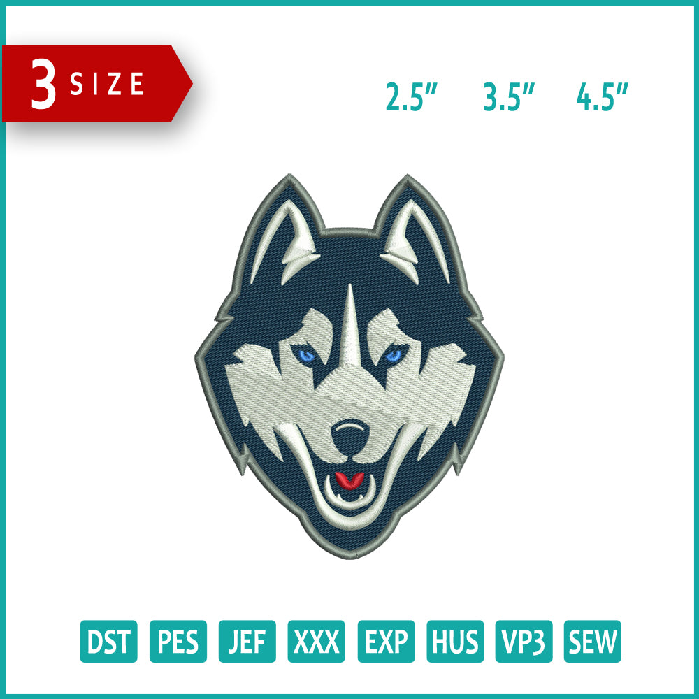 Uconn huskies Logo Embroidery Design Files - 3 Size's