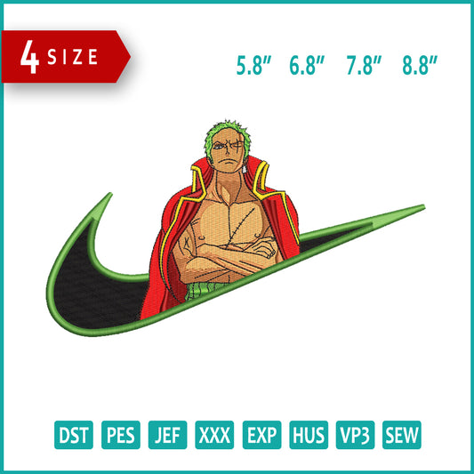 Roronoa Zoro Swoosh v4 Embroidery Design Files - 4 Size's