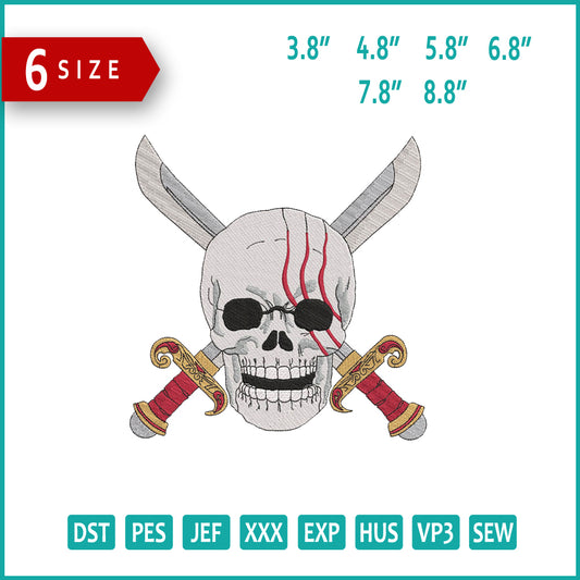 Skull Shanks Logo Embroidery Design Files - 6 Size's