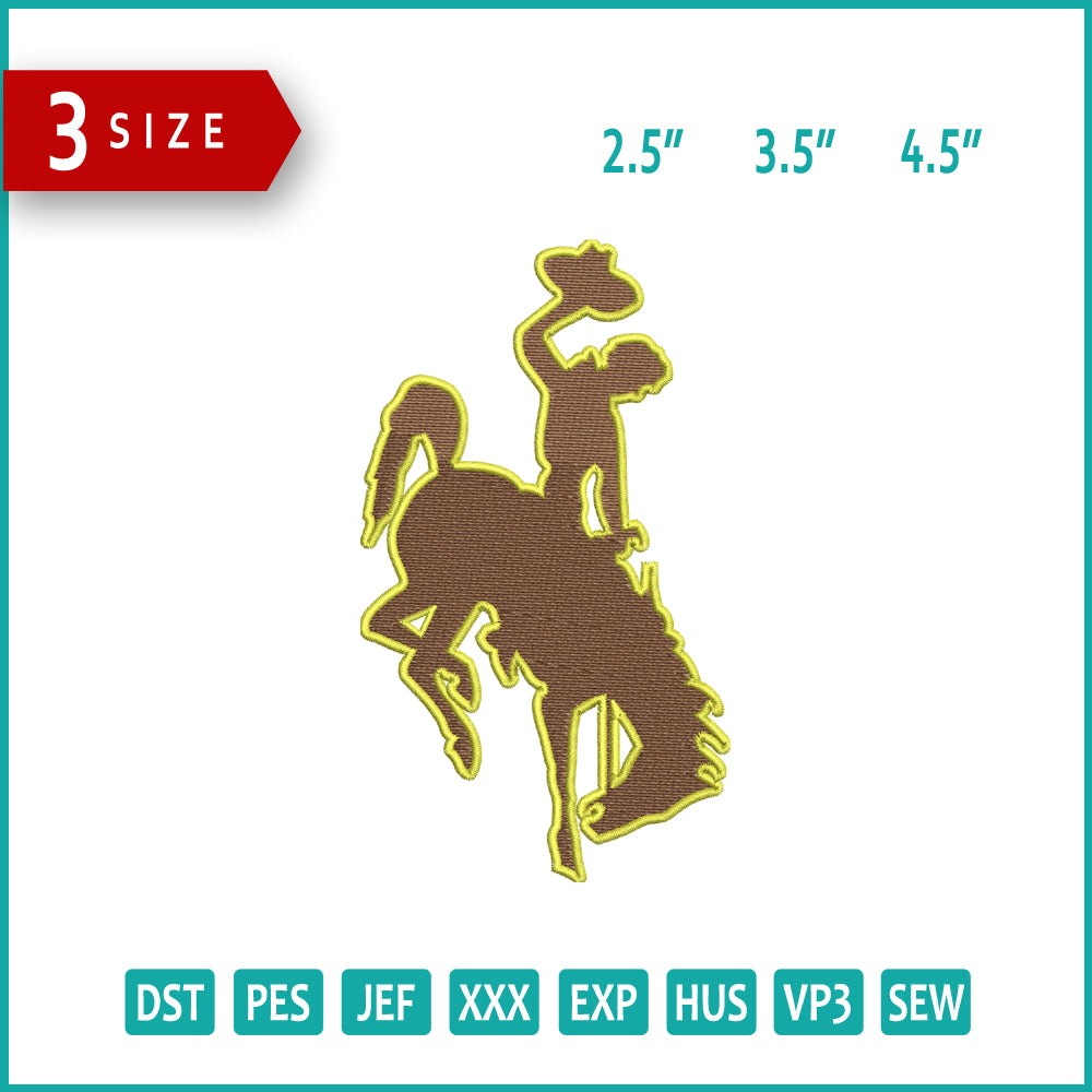 Wyoming Cowboys Logo Embroidery Design Files - 3 Size's