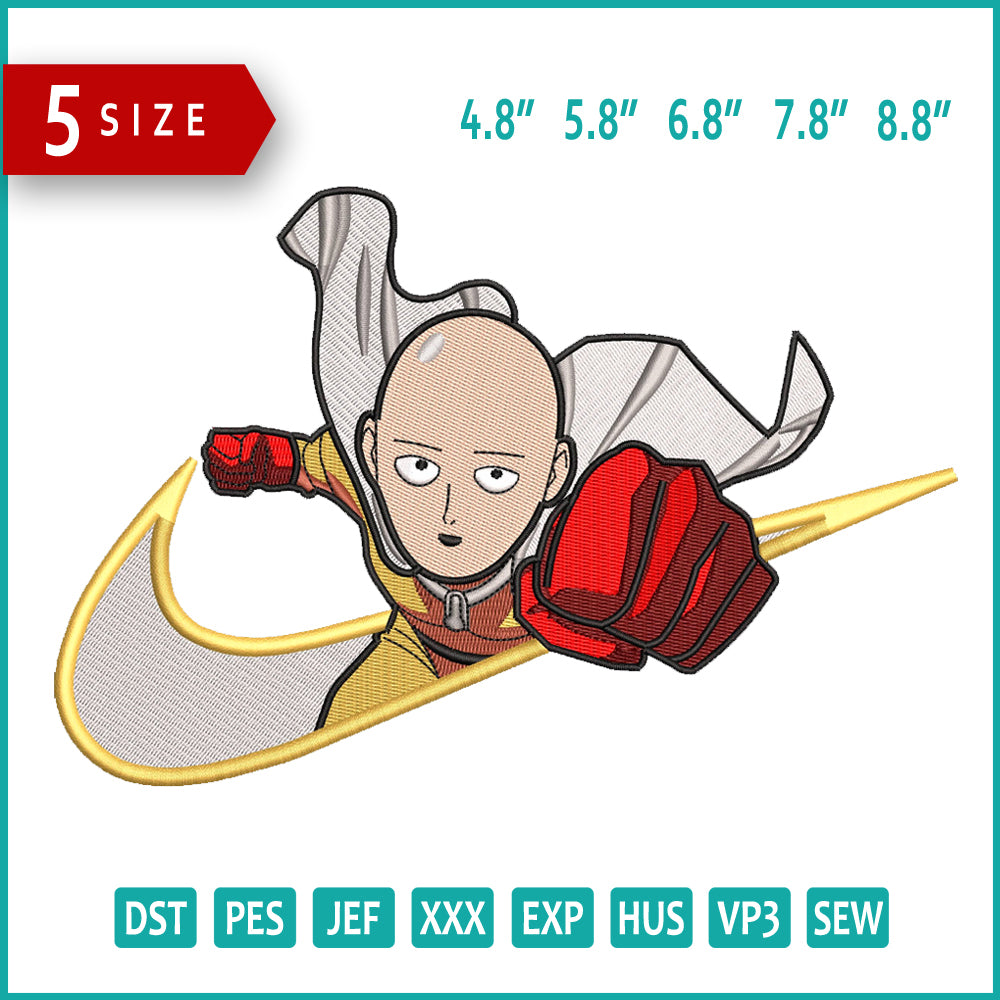 One Punch Man Swoosh Embroidery Design Files - 5 Size's