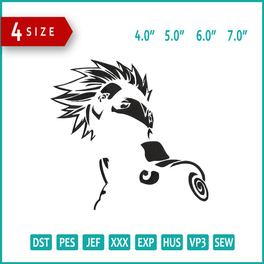 Kakashi Hatake v4 Embroidery Design Files - 4 Sizes